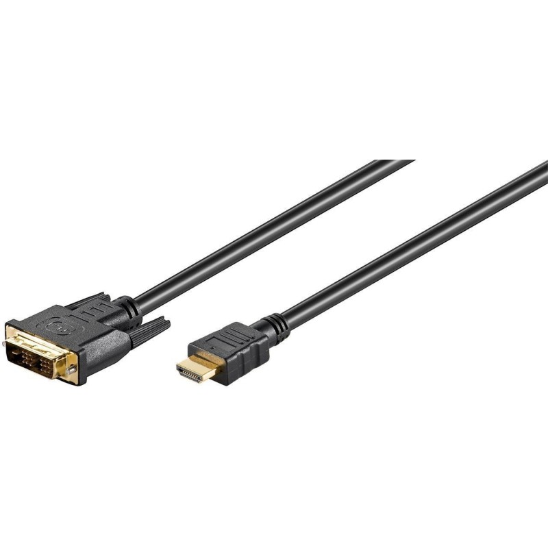 Cablu HDMI Tata - DVI-D (18+1) Tata, Contacte Aurite, 2m, Goobay