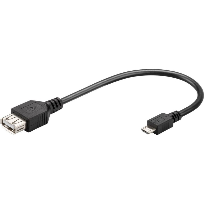 Cablu Adaptor OTG USB 2.0 A Mama - Micro USB-B 2.0 Tata, Negru, 0.2m, Goobay