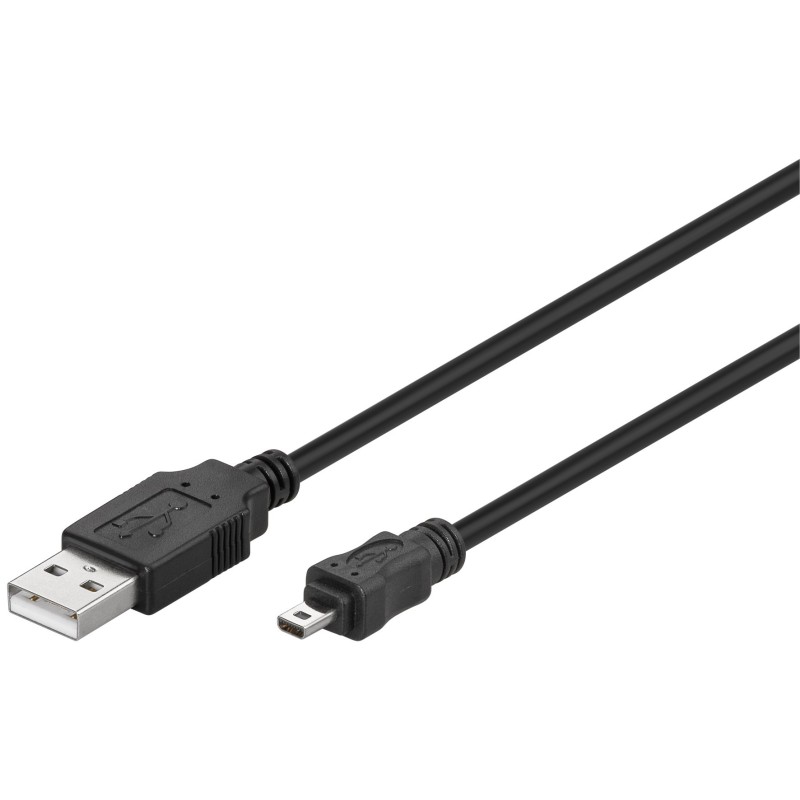 Cablu USB 2.0 A Tata - mini USB 8pini, 1.8m, Negru, Goobay