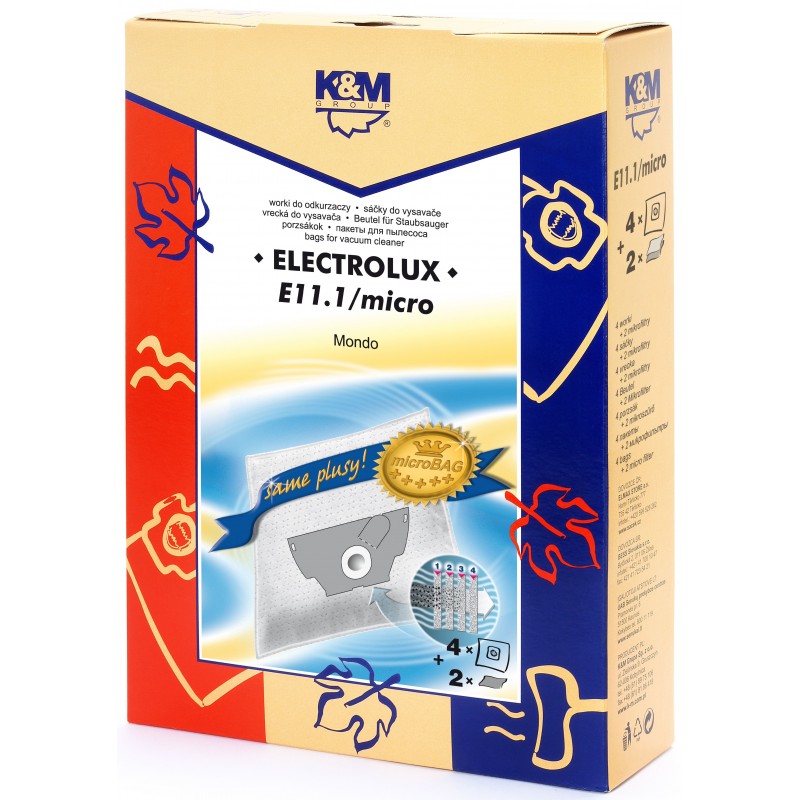 Sac Aspirator Electrolux Mondo, Sintetic, 4 x Saci + 2 Filtre, K&M
