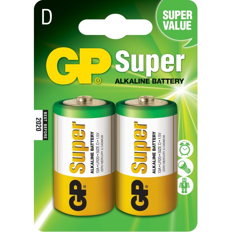 Baterie Alcalina Super GP, R20 D, 2 Buc / Blister