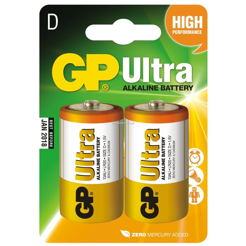 Baterie Alcalina Ultra GP R20 D 2 Buc / Blister