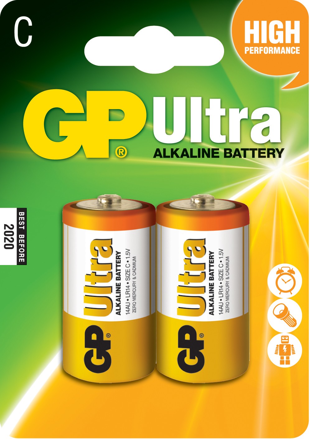 Baterie Alcalina Ultra GP R14 (c) 2 Buc/blister