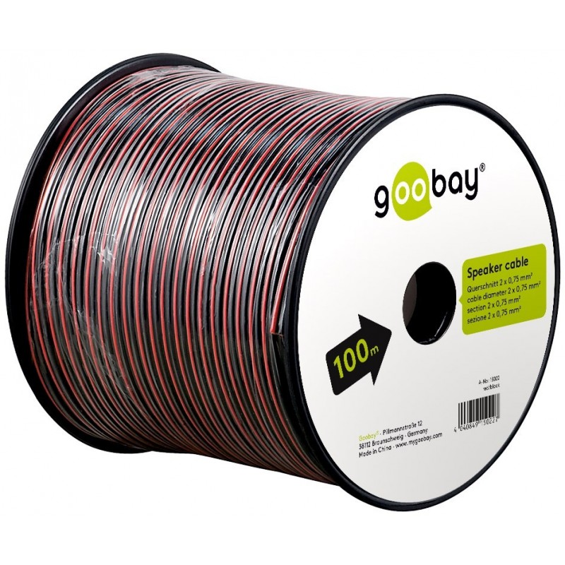 Cablu Difuzor Rosu / Negru, 2 x 0,75mmp, 100m, Goobay