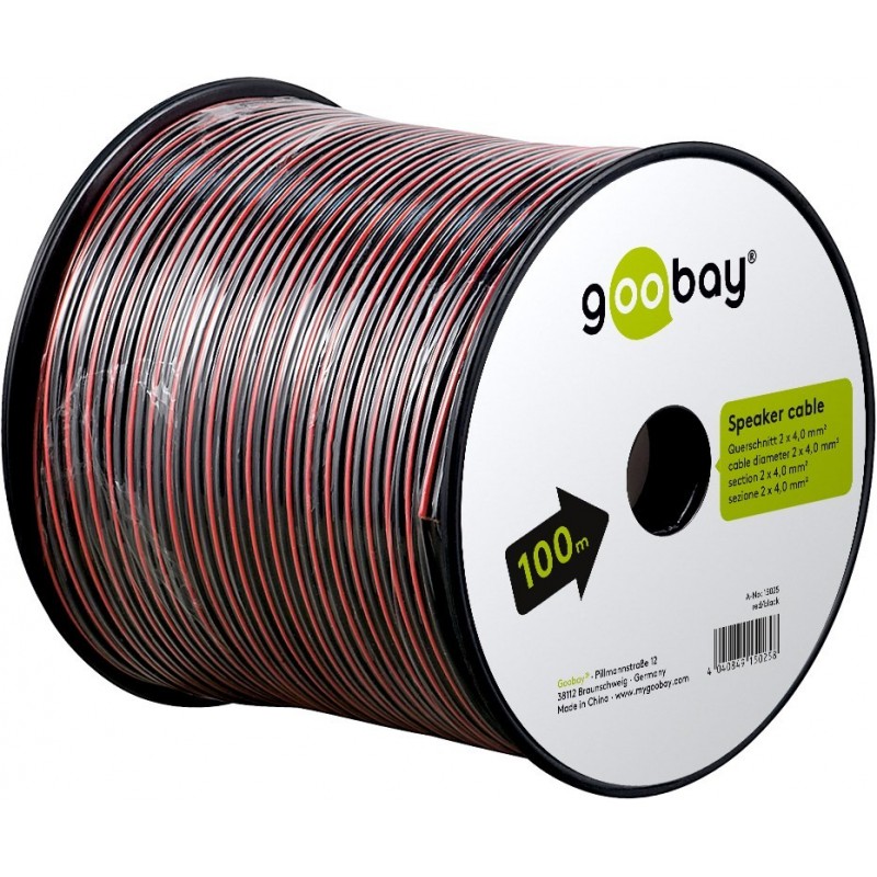 Cablu Difuzor Rosu / Negru, 2 x 4.00mmp, 100m, Goobay