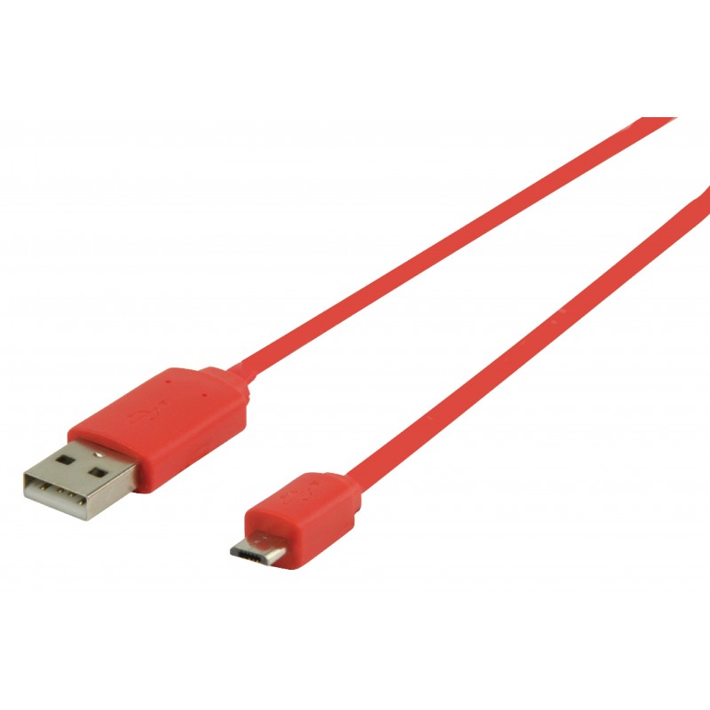 Cablu USB 2.0 A Tata - Mico USB B Tata, 1m, Rosu, Valueline