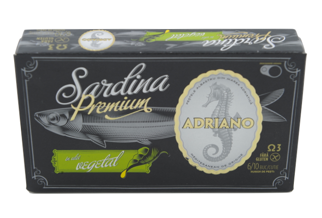 Sardine Premium in Ulei Vegetal Adriano 90 g