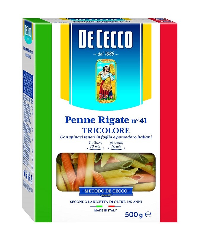 Paste Tricolore Penne Rigate De Cecco 500g