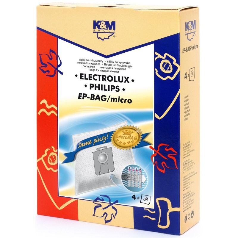 Sac Aspirator Electrolux-Philips Universal (s-bag), Sintetic, 4 x Saci, K&M