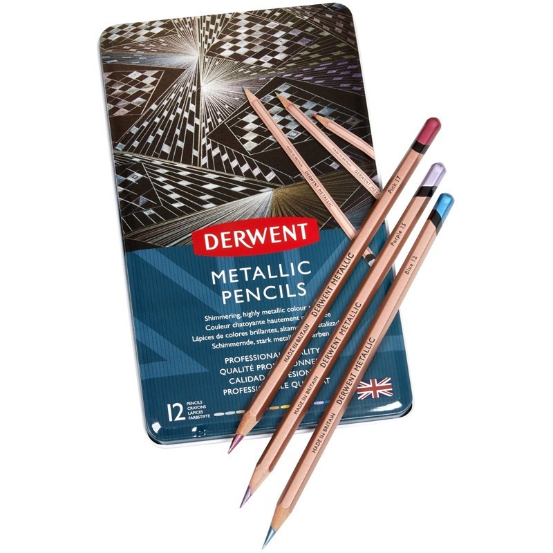 Set 12 Creioane Colorate Metallic Derwent
