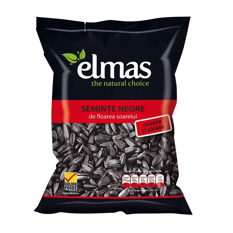 Seminte de Floarea Soarelui Negre Coapte cu Sare, Elmas, 200 g