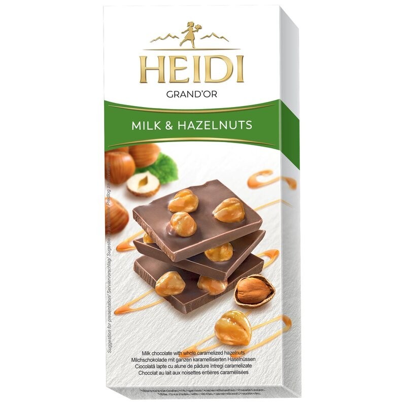 Ciocolata cu Lapte si Alune de Padure Heidi Grand-Or Milk & Hazelnuts 80 g