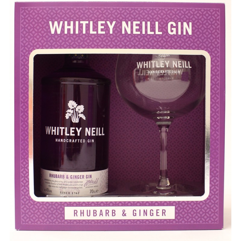 Pachet Gin Whitley Neill, Rubarba si Ghimbir, Rhubarb & Ginger Gin 43%, 0.7 l + Copa Glass