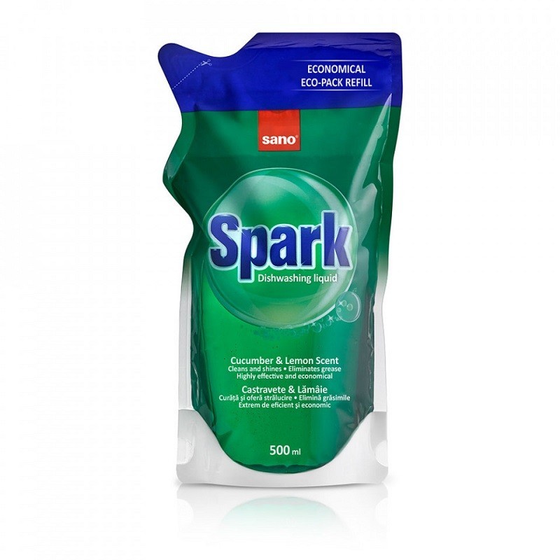 Rezerva Detergent de Vase Sano Spark Castravete si Lamaie 500 ml