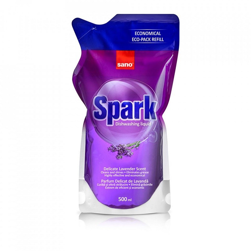 Rezerva Detergent de Vase Sano Spark Lavanda 500 ml