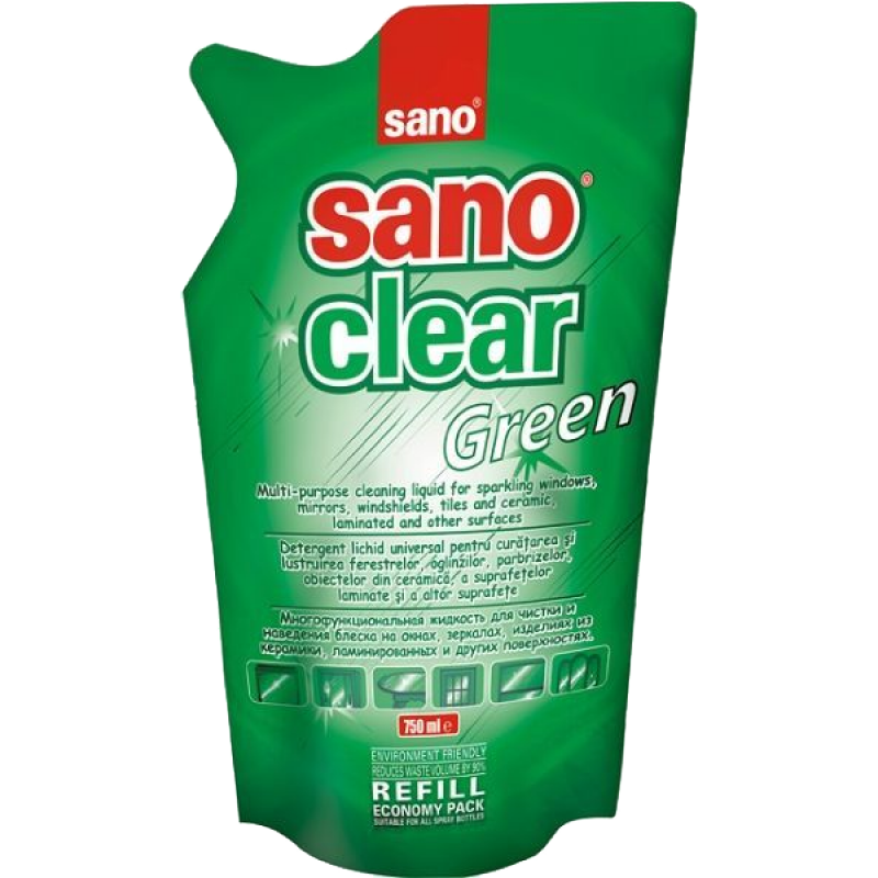 Rezerva Solutie pentru Curatat Geamuri Sano Clear Green Refill 750 ml