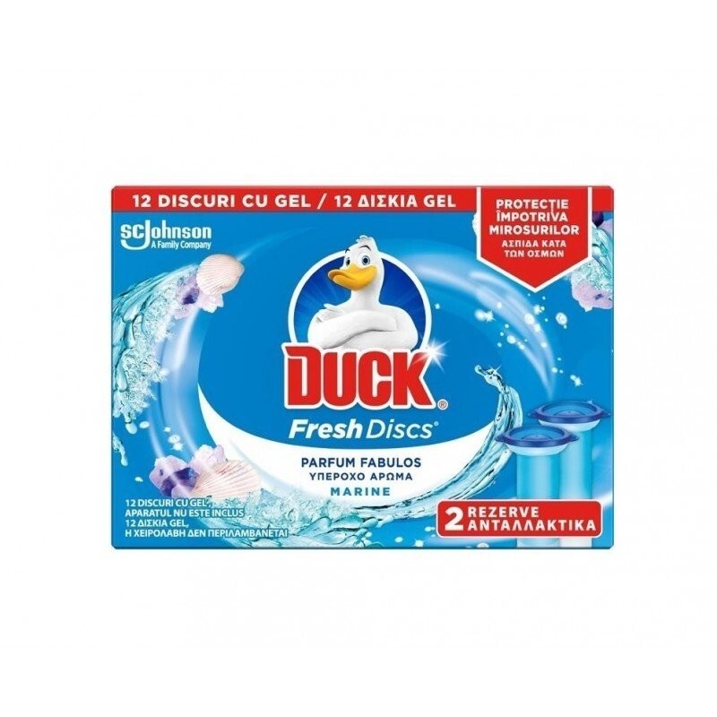 Rezerve Odorizant Gel pentru Vasul Toaletei Duck Fresh Discs Marine, 12 Discuri