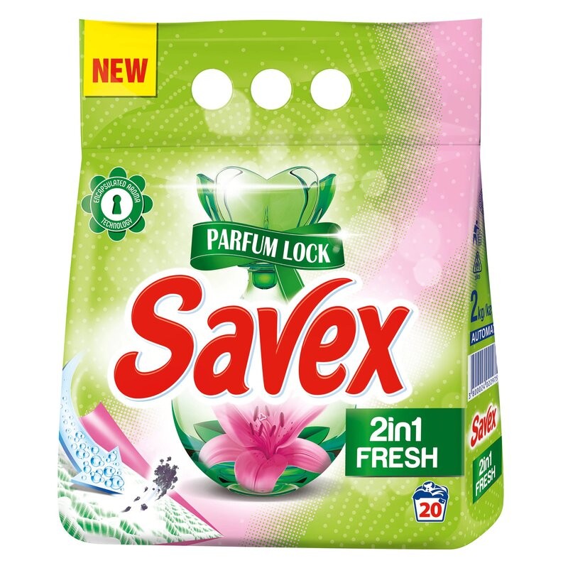 Detergent Automat Savex 2 in 1 Fresh, 20 Spalari, 2 Kg