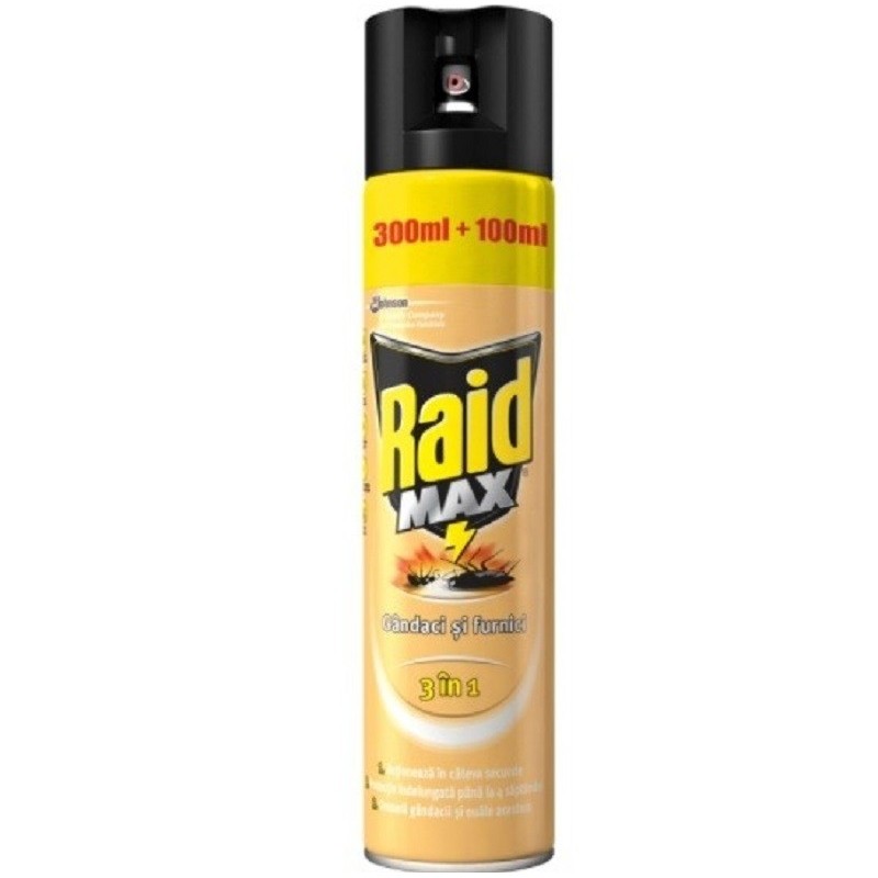 Spray Anti-Insecte Raid Max 3 in 1 Gandaci si Furnici, 300 ml