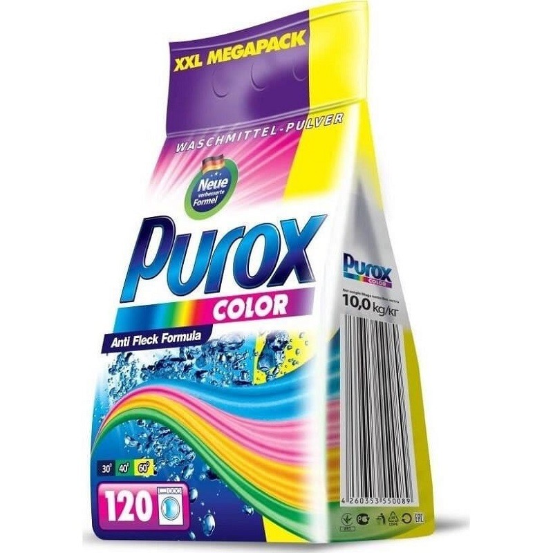 Detergent Pudra pentru Rufe Purox Color Universal, 120 Spalari, 10 kg