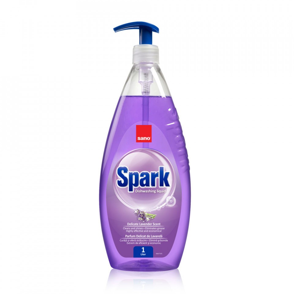 Detergent de Vase cu Pompita Sano Spark Lavanda 1 l