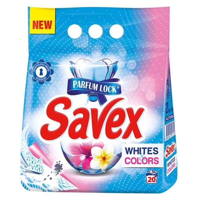 Detergent Automat Savex 2 in 1 Whites & Colors, 20 Spalari, 2 Kg