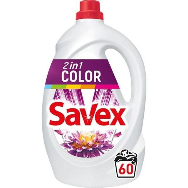 Detergent Lichid Savex 2 in 1 Color, 60 Spalari, 3.3 l
