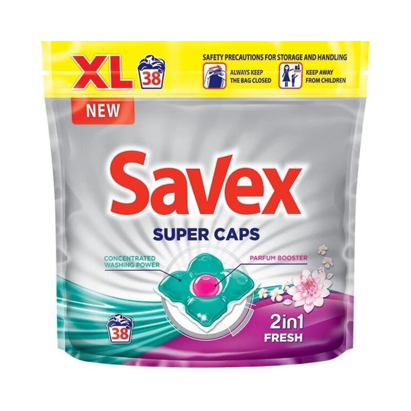 Detergent Capsule Savex Super Caps 2 in 1 Fresh, 38 Spalari