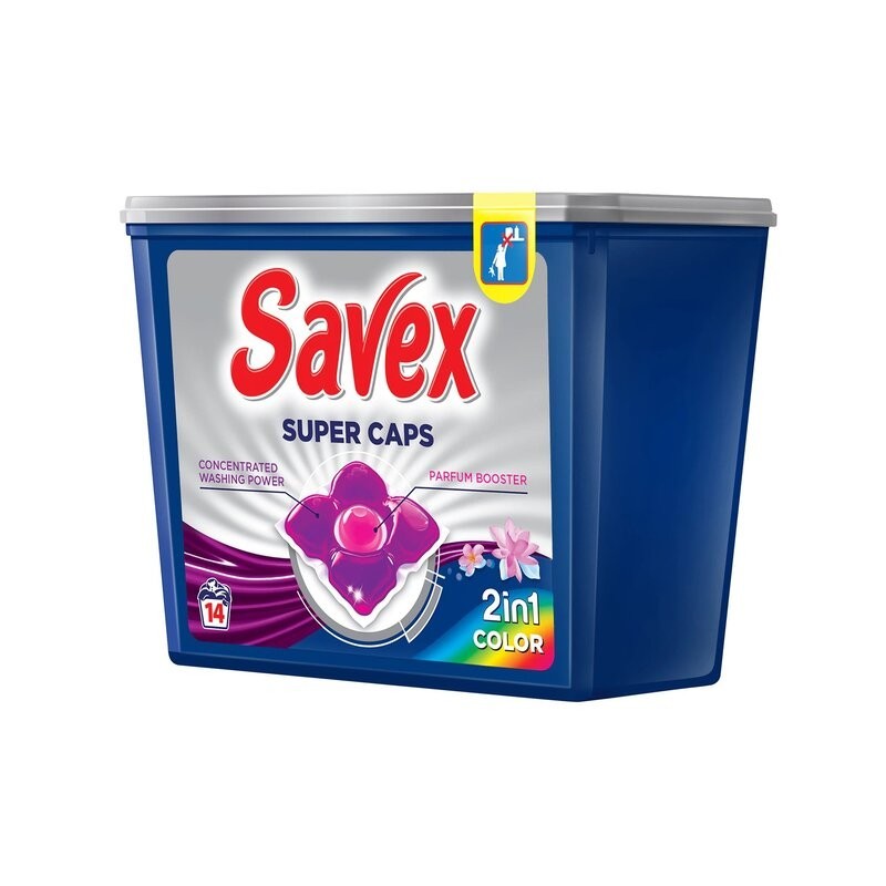 Detergent Capsule Savex Super Caps 2 in 1 Color, 14 Spalari