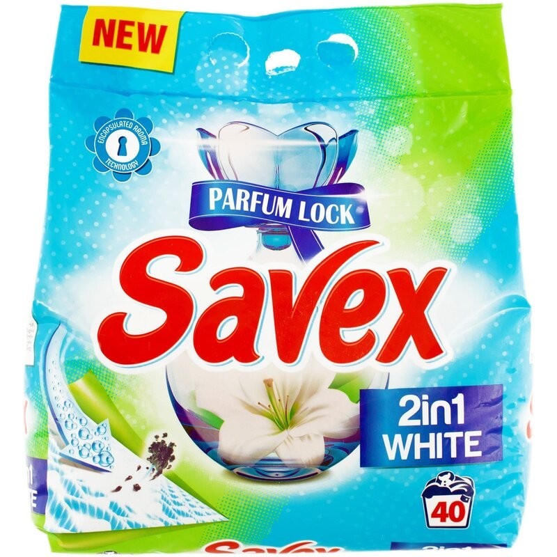 Detergent Automat Savex 2 in 1 White, 4 Kg, 40 Spalari