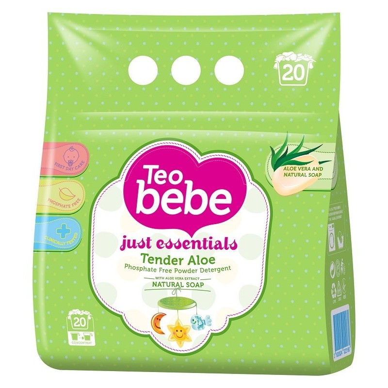 Detergent de Rufe Teo Bebe Tender Aloe, 20 Spalari, 1.5 Kg