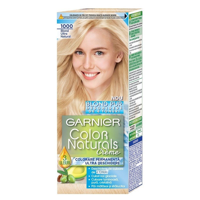 Vopsea de Par Permanenta cu Amoniac Garnier Color Naturals 1000 Blond Ultra Natural, 110 ml