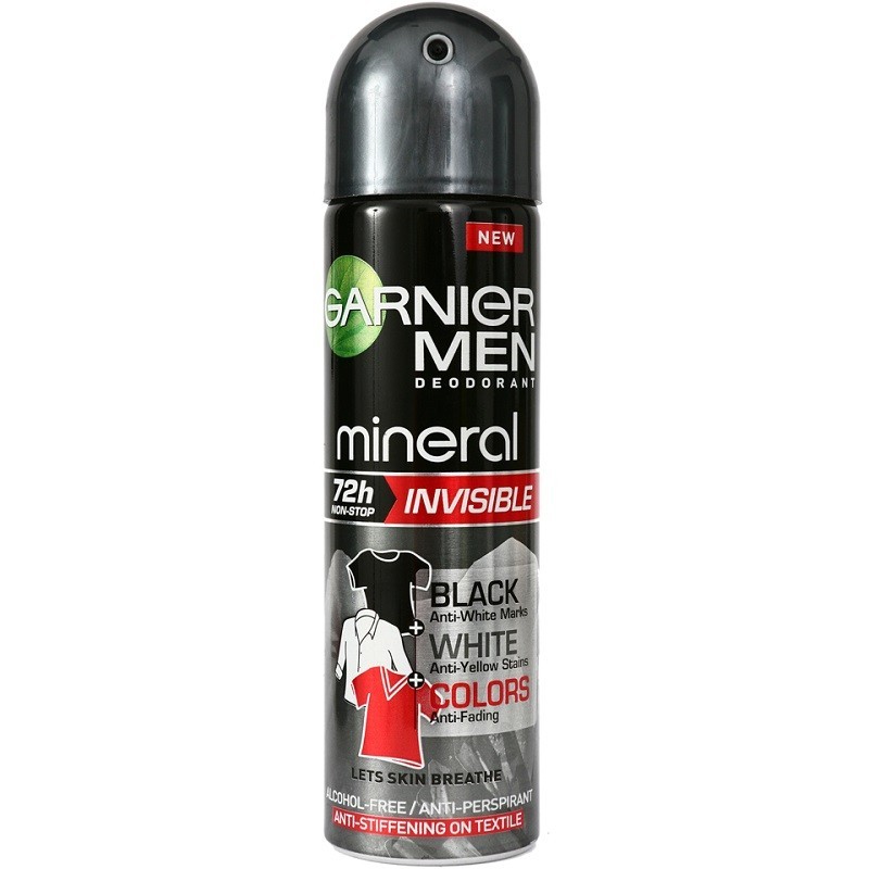 Deodorant Spray Invisible Black & White & Colors Men Garnier 150ml