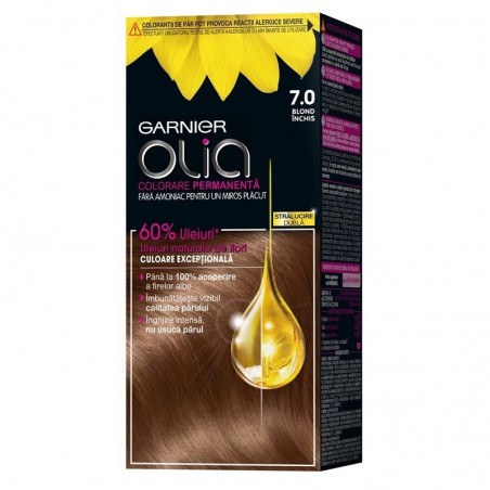 Trvalá farba na vlasy bez amoniaku Garnier Olia 7.0 Tmavý Blond, 112 ml...