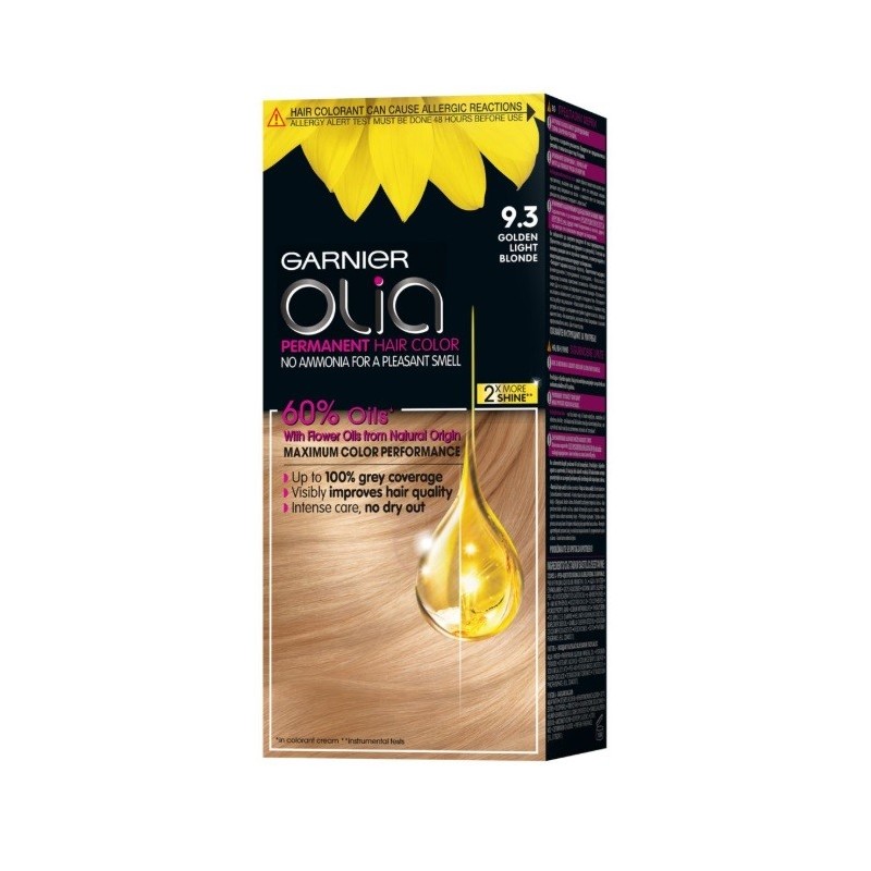Vopsea de Par Permanenta fara Amoniac Garnier Olia 9.3 Golden Light Blonde, 112 ml