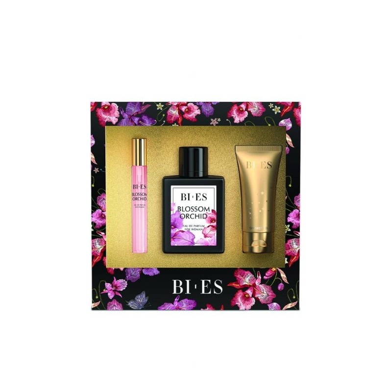 Set Bi-es Blossom Orchid Femei: Apa de Parfum 100 ml + Parfum 12 ml + Gel de Dus  50 ml