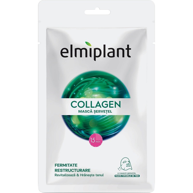 Masca Servetel Elmiplant Collagen, pentru Toate Tipurile de Ten, 20 ml