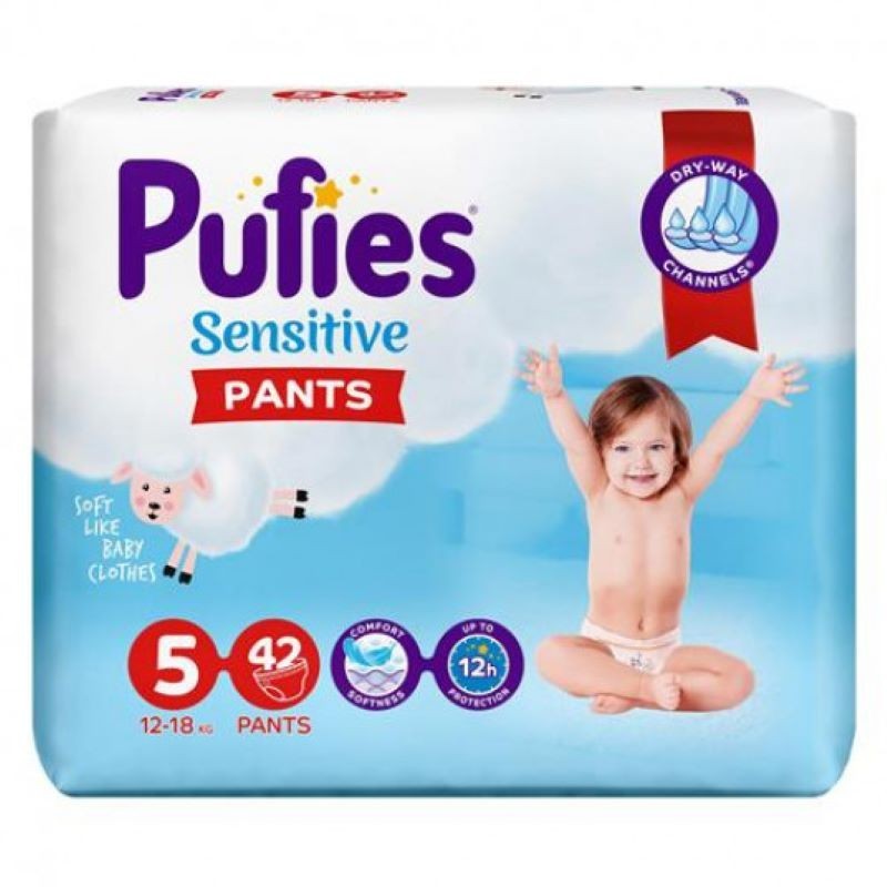 Scutece Pufies Sensitive Nr. 5 Pants Junior 12-18 Kg 42 Bucati