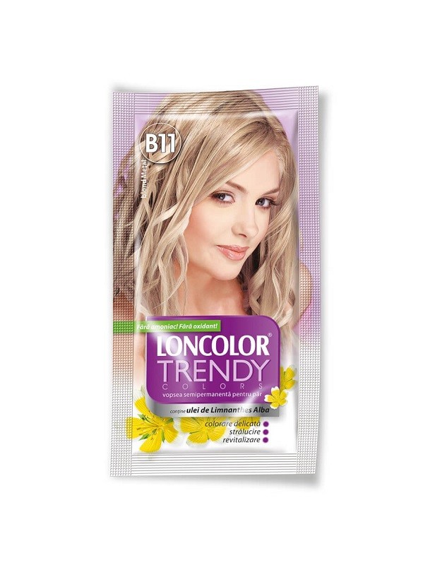 Poza Vopsea de Par Semi-Permanenta fara Amoniac Loncolor Trendy Colors B11 Metal Blonde, 50 ml