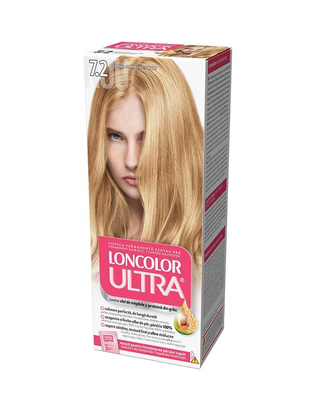 Vopsea de Par Permanenta Loncolor Ultra 7.2 Blond Auriu Deschis, 100 ml