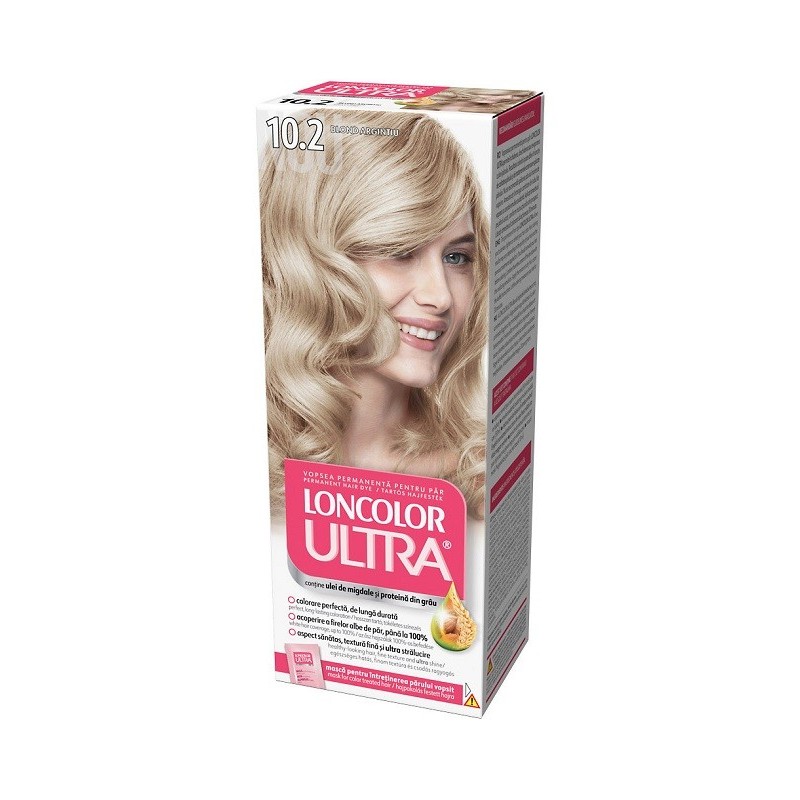 Vopsea de Par Permanenta Loncolor Ultra 10.2 Blond Argintiu, 100 ml
