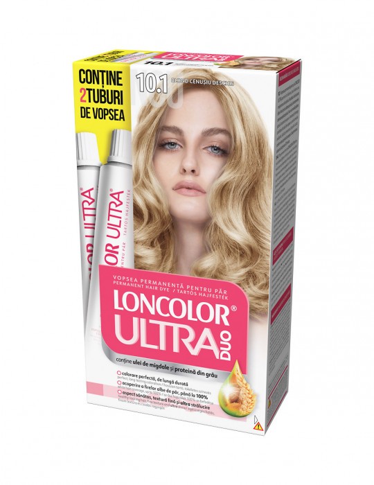 Poza Vopsea de Par Permanenta Loncolor Ultra Max 10.1 Blond Cenusiu Deschis, 200 ml