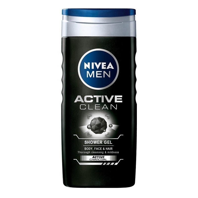 Gel de Dus Nivea Men Active Clean, cu Carbune Activ, 250 ml