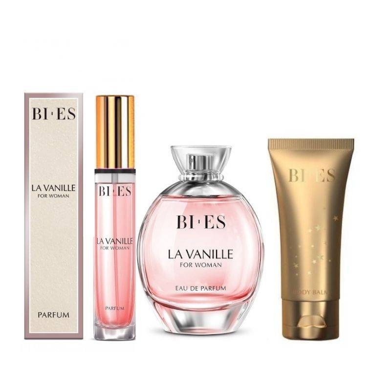 Set Bi-es La Vanille Femei: Apa de Parfum 100 ml + Parfum 12 ml + Gel de Dus  50 ml