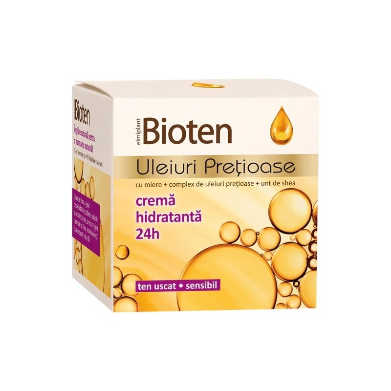 Crema Hidratanta 24H Bioten Uleiuri Pretioase pentru Ten Uscat si Sensibil, 50 ml