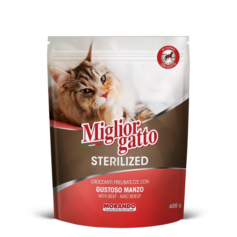 Hrana Uscata Premium Pisici, Migliorgatto Sterilized, Crochete de Vita, 400 g