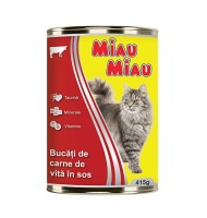 Hrana Umeda Pisici Adulte Miau Miau cu Carne de Vita, Conserva, 415 g