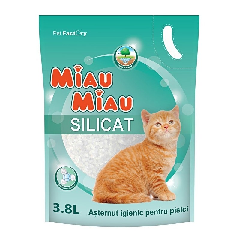Asternut Silicatic Miau Miau Natural, pentru Pisici, 3.8 l