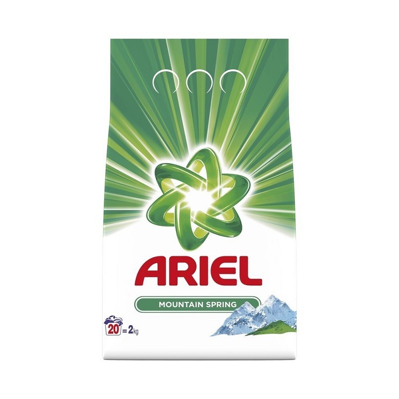 Detergent Automat Pudra Ariel Mountain Spring, 20 Spalari, 2 kg