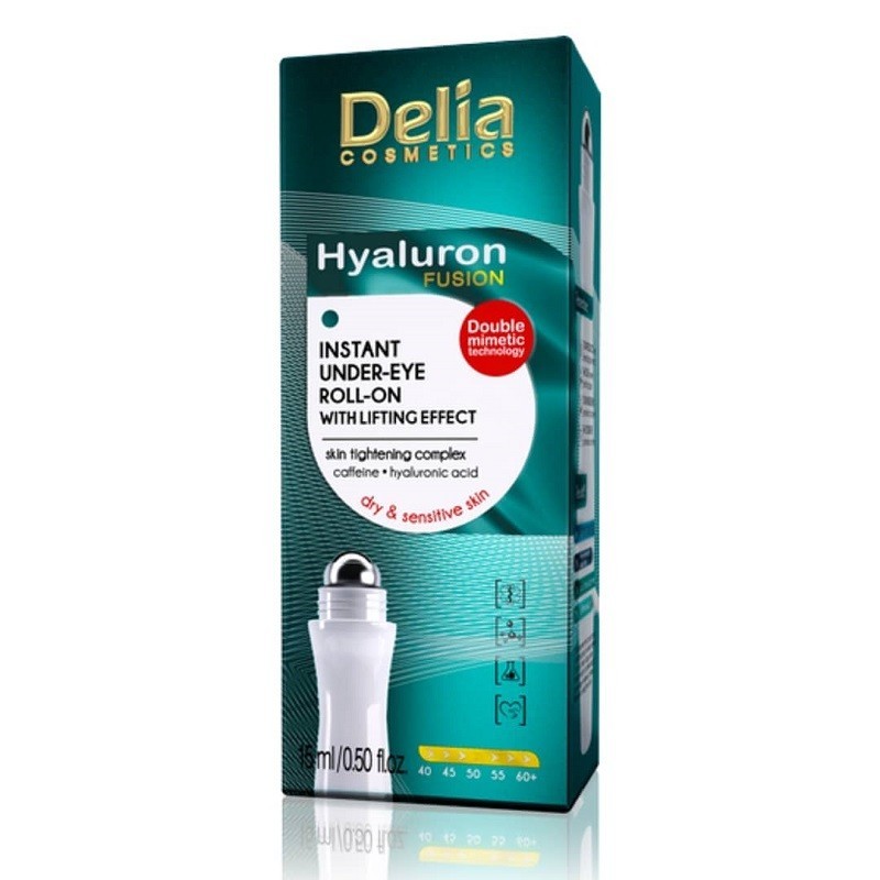 Tratament pentru Conturul Ochilor Delia Hyaluron Roll-on Instant Lifting, 15 ml